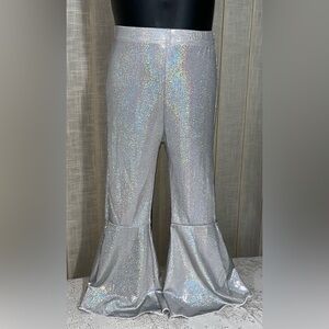 NWOT! Sparkly Silver Kids Girl’s Flared Bottoms Sz 4-5